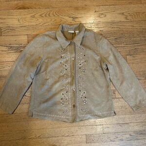 Brown suede jacket with embroidered details